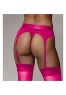 VIBRATING STRAP ON THONG WITH GARTER STRAPS PINK M/L