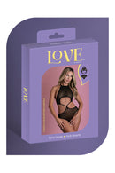 LOVE CROTCHLESS UNDERBOOB TEDDY W/SPLIT BACK BLACK L/XL