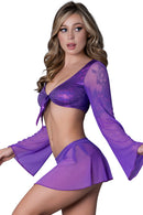LOVE CROP TOP MINI SKIRT SET PURPLE LARGE