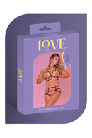 LOVE CUPLESS CHOKER BRA & OPEN CAGE SHORT SET BLACK S/M