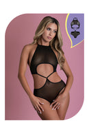 LOVE CROTCHLESS UNDERBOOB TEDDY W/SPLIT BACK BLACK L/XL