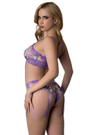 WISTERIA MIST BRALETTE & PANTY W/ REMOVABLE GARTERS FLO S/M