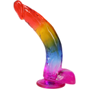 CRYSTAL JELLIES RAINBOW CURVED DILDO 9.5"