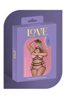 LOVE CUPLESS CHOKER BRA & OPEN CAGE SHORT SET BLACK Q/S
